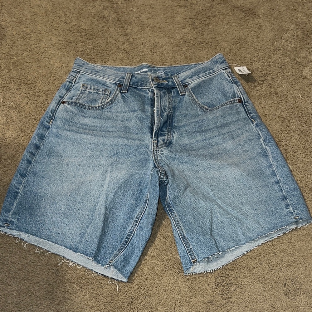 Old Navy Light Blue High-Rise Raw Hem Denim Jorts size 0